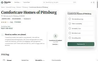 Comfortcare Homes of Pittsburg website