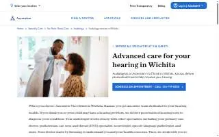 Ascension Via Christi Audiology website