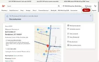 Walgreens Pharmacy of Bardstown website