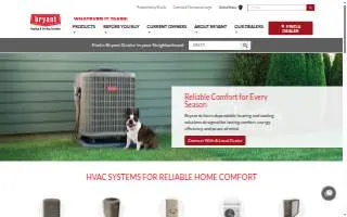 Bryant Air Systems Cooling & Heating website