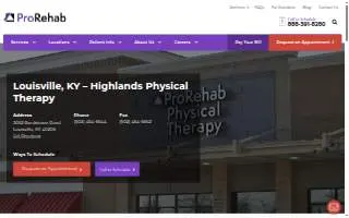 ProRehab Physical Therapy - Highlands website