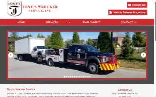 Tony's Wrecker Services - Heavy Duty Towing of Louisville website