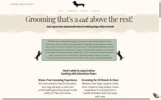 Adventure Paws Pet Grooming website