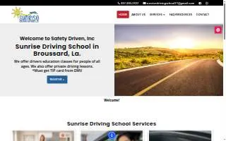 Sunrise Driving School of Broussard website