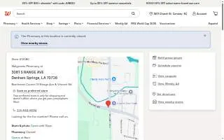 Walgreens Pharmacy of Denham Springs website