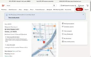Walgreens Pharmacy of Gretna website