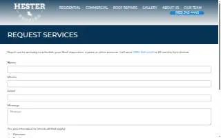 Hester Roofing website