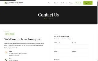 Coast to Coast Events, Inc website