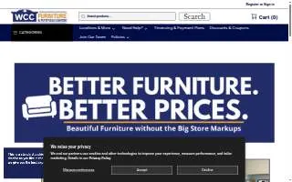 WCC Furniture & Mattress Center of Moss Bluff website