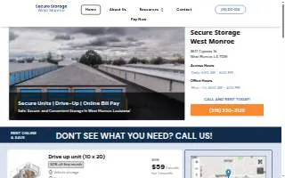 Secure Storage West Monroe website