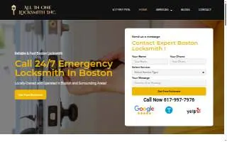 All In One Locksmith Inc. of Boston website