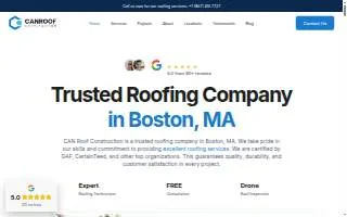 CAN Roof Construction of Boston website