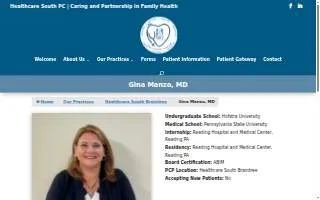 Healthcare South Braintree: Gina Manzo, MD website