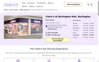 Claire's of Burlington website