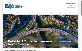 Bello Insurance Agency website
