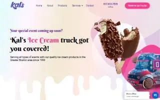Kals Ice Cream Truck website