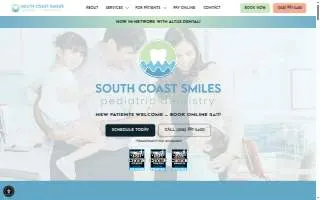 South Coast Smiles Pediatric Dentistry website