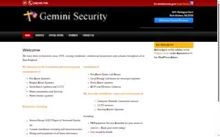 Gemini Security Alarm Systems of Foxborough website