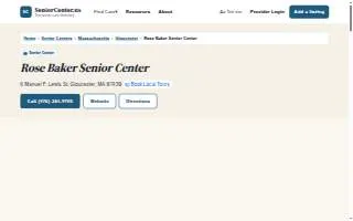 Rose Baker Senior Center website