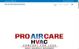 Pro Air Care HVAC INC. website