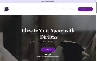 Dirtless Cleaning Services website