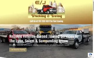 E/J Trucking & Towing of Marblehead website
