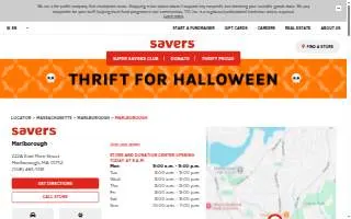 Savers Community Donation Center website
