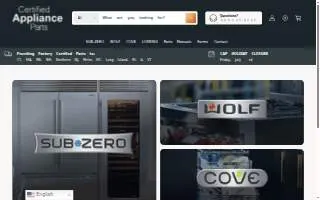 Certified Appliance Parts of Milford website