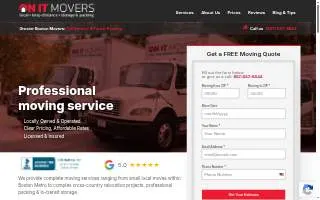 On It Movers of Needham website