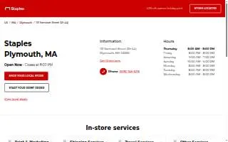Staples of Plymouth website