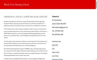 Witch City Driving School website
