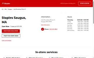Staples of Saugus website