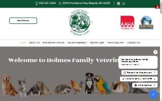 Holmes Family Veterinary Clinic website