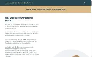 Wellesley Chiropractic Office website