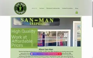 San-Man Graphics Screen Printing & Design website