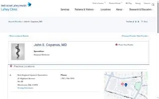 Copanos John E MD website
