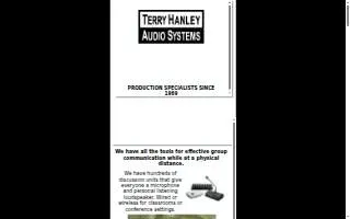 Terry Hanley Audio Systems Inc. website