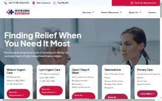 Woburn Urgent Care of Burlington website