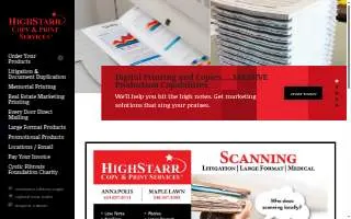 HighStarr Copy & Print Services website