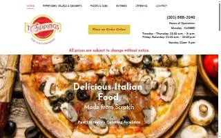 Toppings Pizza Company website