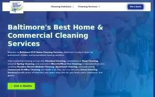Baltimore HCS Home Cleaning Services website