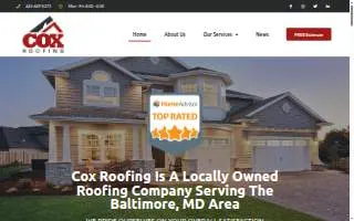 Cox Roofing of Baltimore website