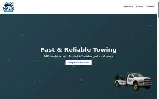 Malik Towing & Recovery website