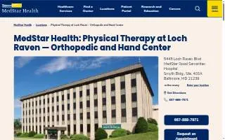 MedStar Health: Physical Therapy at Loch Raven - Orthopedic and Hand Center website