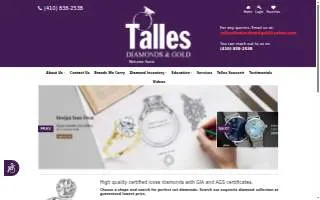 Talles Diamonds and Gold website