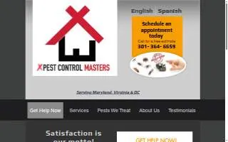 X Pest Control Masters website