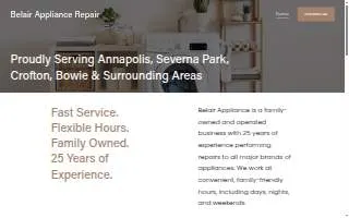 Belair Appliance Repair website