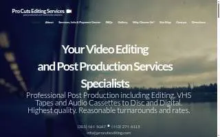 Pro Cuts Editing Services of Bowie website