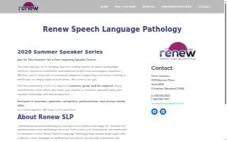 Renew Speech Language Pathology website