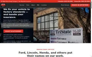 Tristate Collision Center website